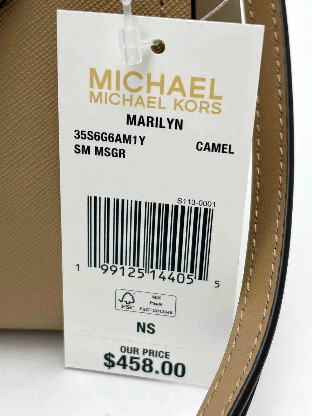MICHAEL KORS Marilyn Small Floral Embellished Satchel Crossbody Bag Camel NWT